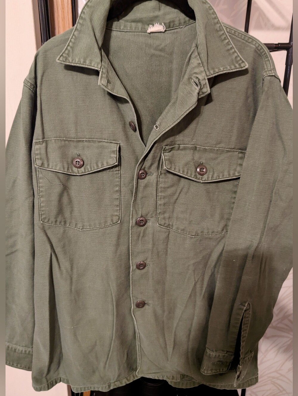 Mens US Military Olive Green Utility Shacket - Men Size Large